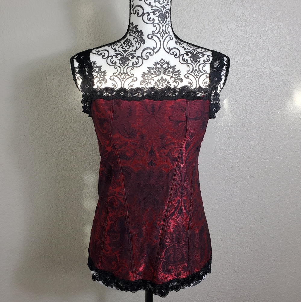 Arianne Red and Black Lace Camisole Katherine Pierce Alt